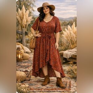 Floral Rust Dress XL PTP 20